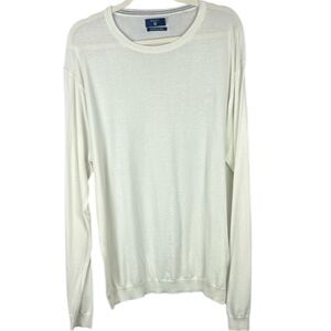 Gant White Cream Cotton Silk Wool Blend Crewneck Sweater Size XL